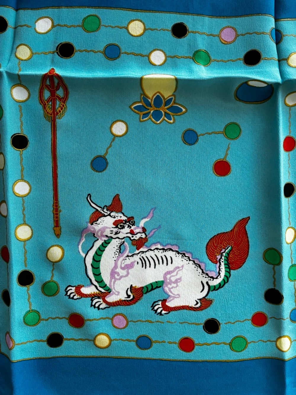 Chinese Silk Scarf with Colorful Motif featuring Art from the Getty - Picture 7 of 9